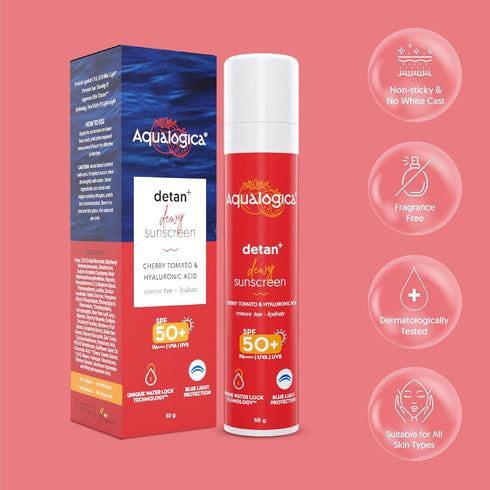 Aqualogica Detan+ Dewy Lightweight Sunscreen with SPF 50+